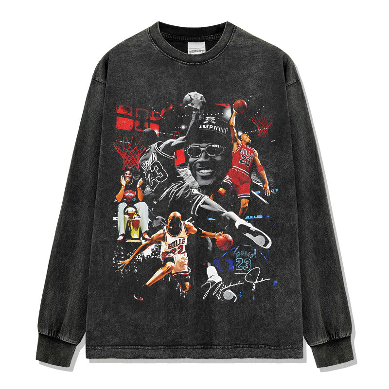 Michael Jordan Retro 90 s Vintage Wash Long Sleeve Shirt